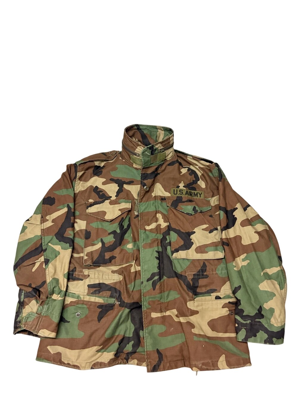 Vintage US Army Coat Mens Small Green Woodland Camo M65 Cold Weather Field 80s